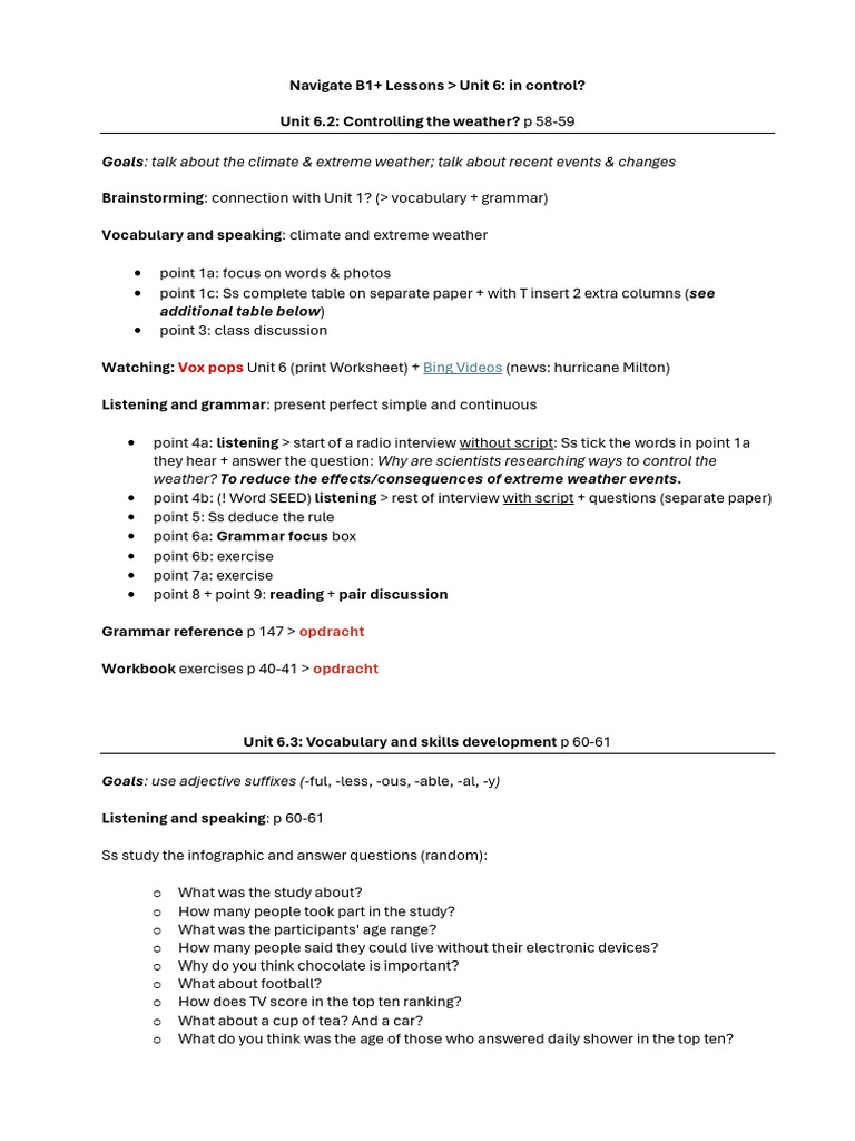 Unit 6: Climate, Weather, and Machines | PDF | Linguistics | Grammar