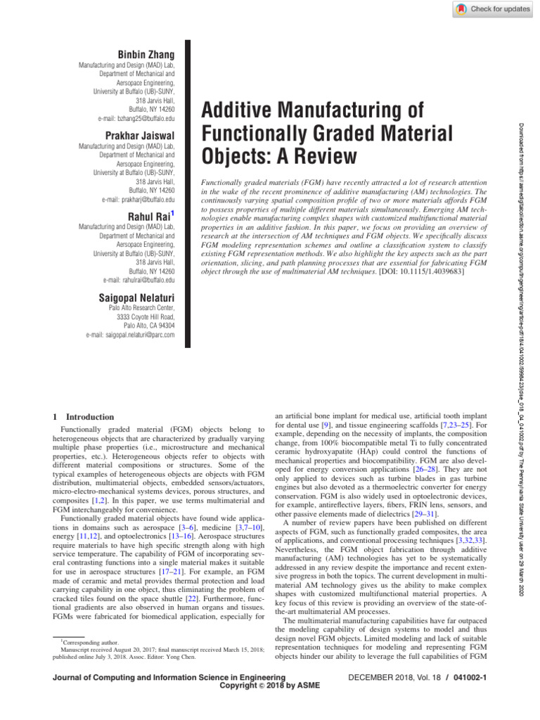 Additive Manufacturing of Functionally Graded Materials | PDF ...