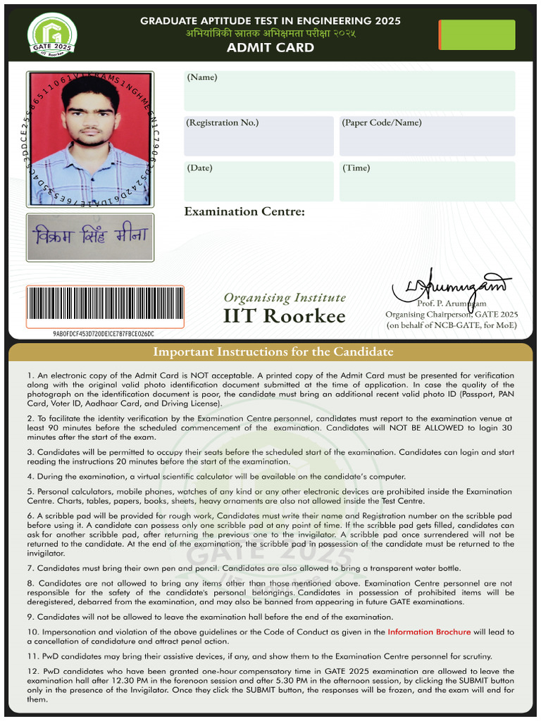 IIT Kharagpur Civil Engineering ID Card | PDF