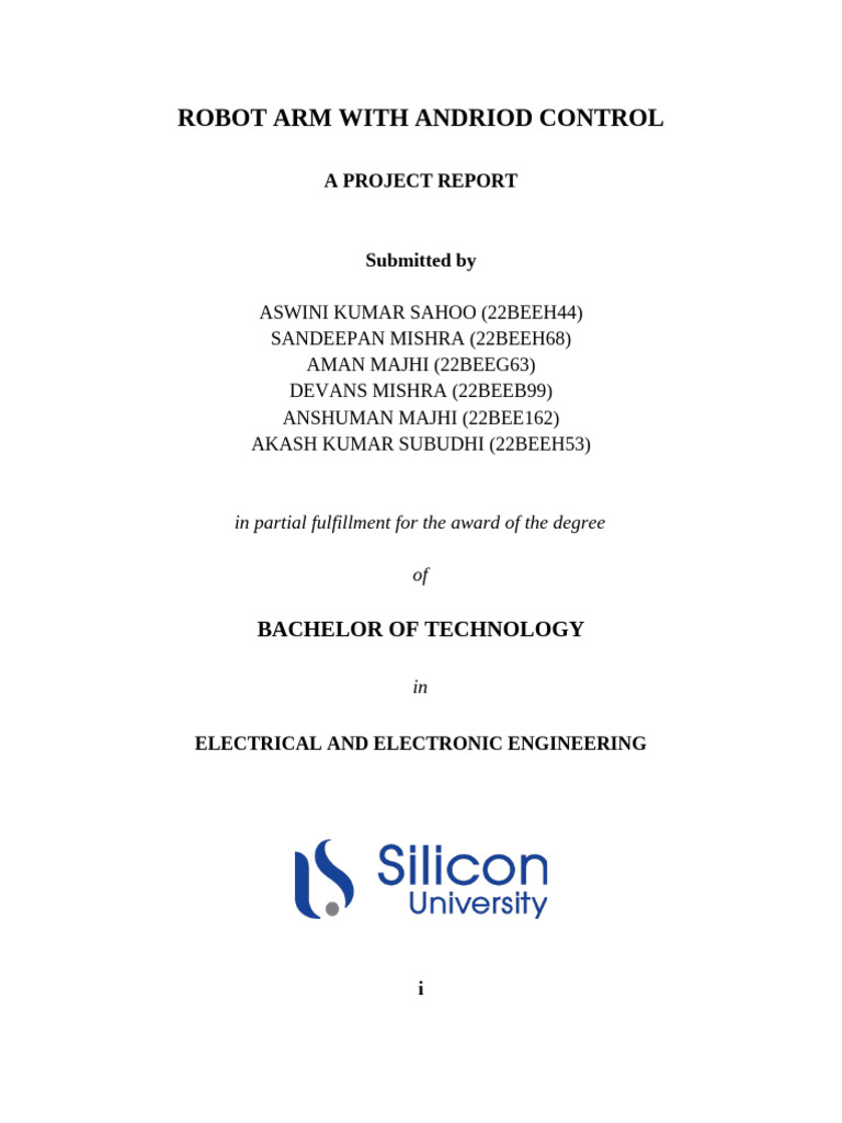 Project Report Templet (Repaired) | PDF | Robotics | Automation