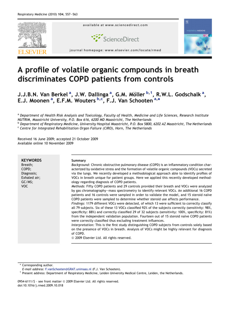 A Profile of Volatile Organic Compounds | PDF | Chronic Obstructive ...