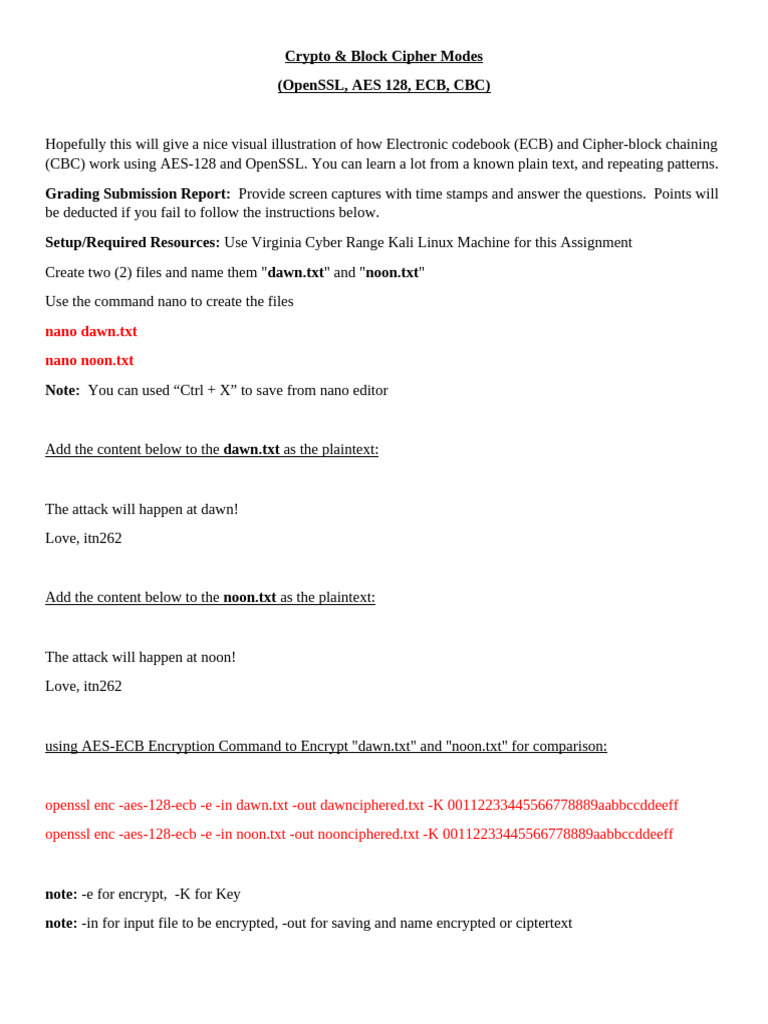 AES-128 ECB vs CBC Encryption Guide | PDF | Applied Mathematics ...