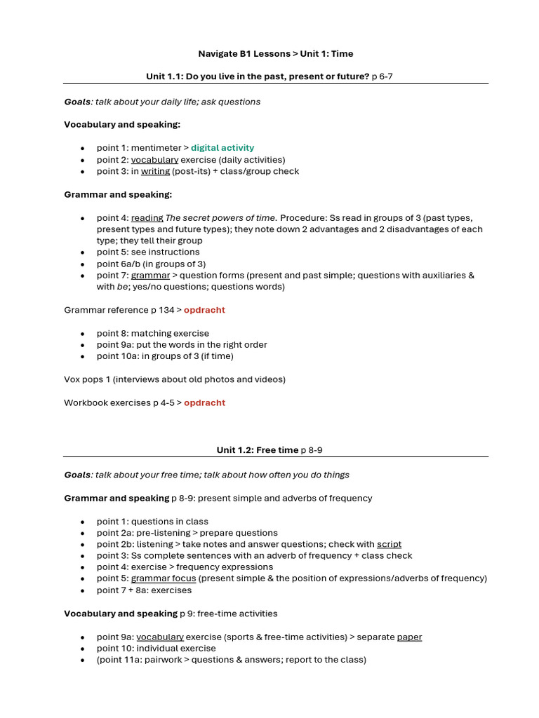 Navigate B1 OUP Lesson Plan Unit 1 | PDF | Human Communication ...