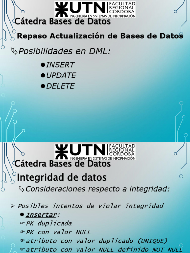 BD - SQL 7-Integridad 2023 | PDF | SQL | Paradigmas de programación