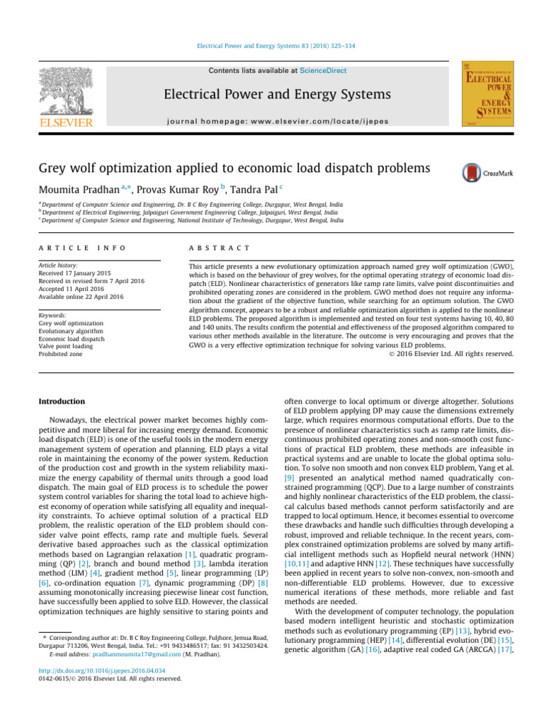 Grey Wolf Optimization for ELD Problems | PDF | Mathematical ...
