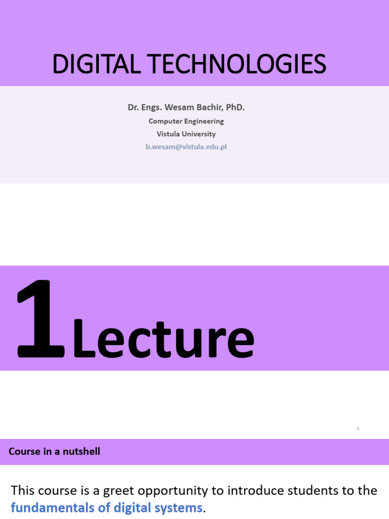 Lec1 DT 2025L | PDF | Analogue Electronics | Digital Electronics