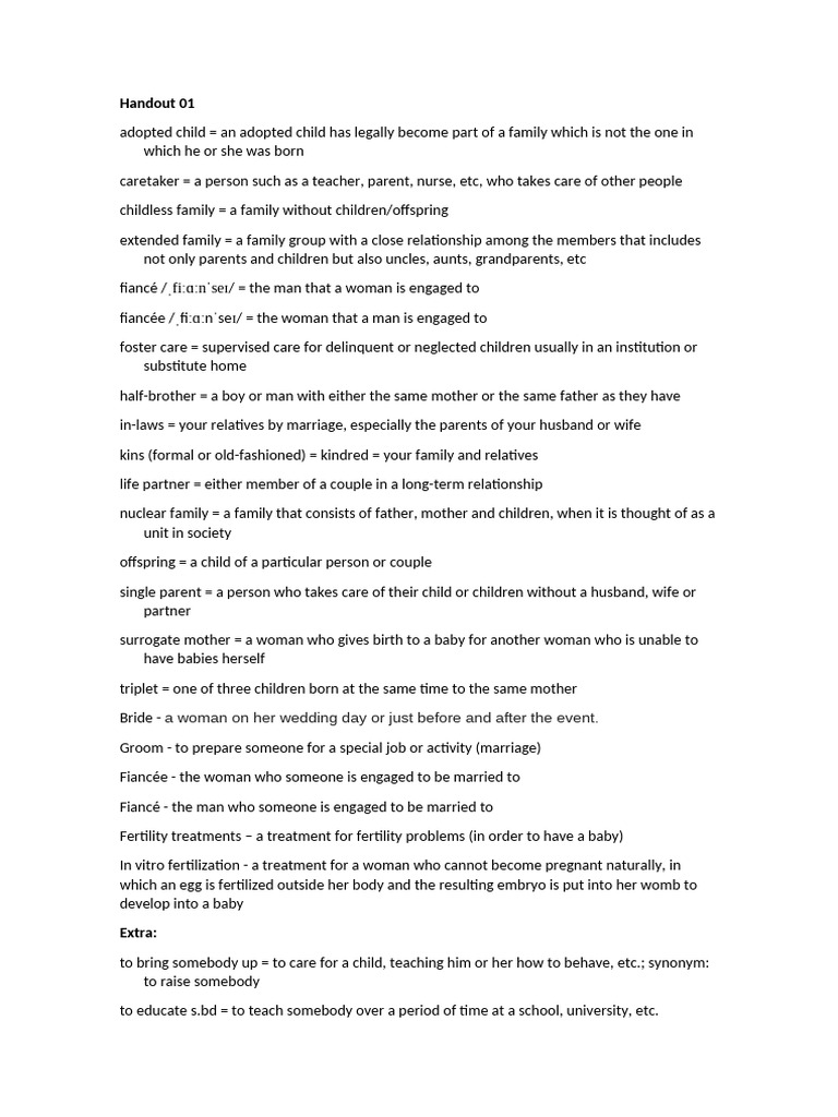 Family Terminology and Definitions Guide | PDF | Family | Engagement