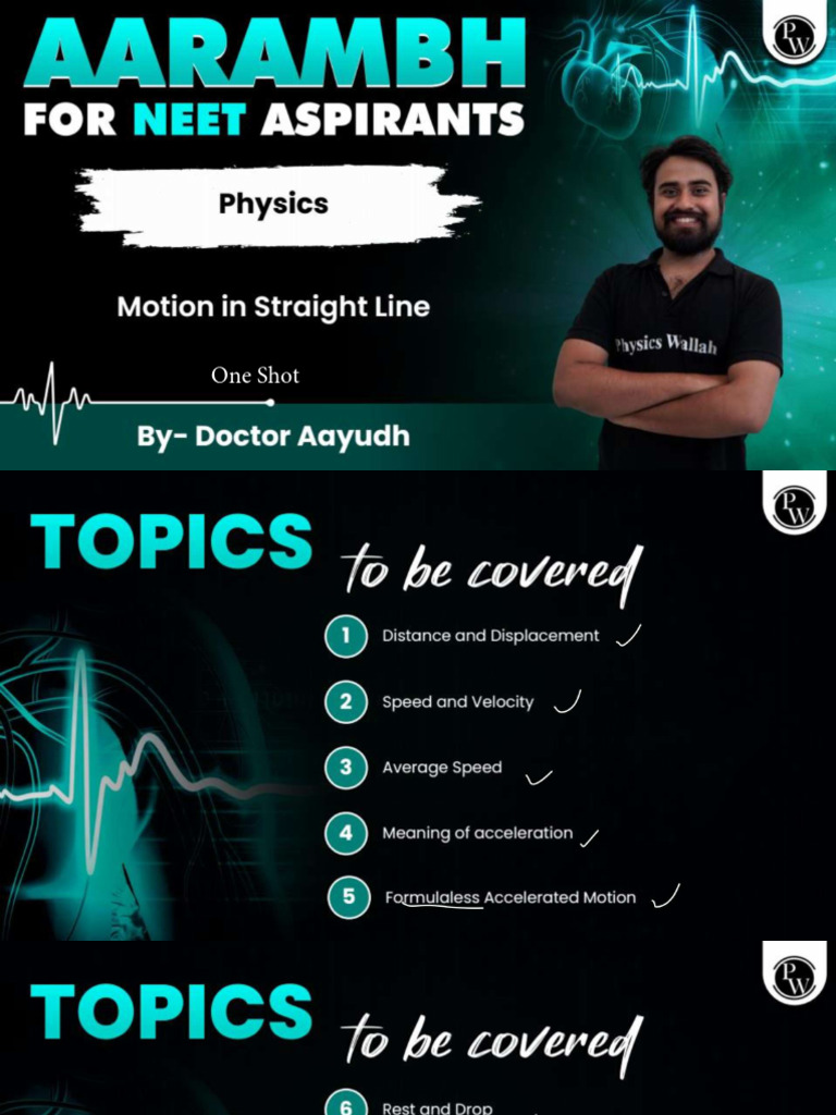 Motion in A Straight Line (One Shot) Class Notes | PDF