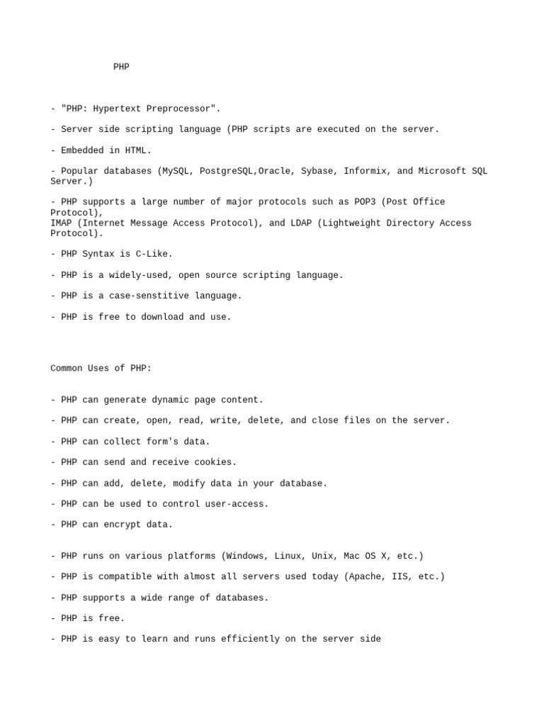 Overview of PHP Scripting Language | PDF