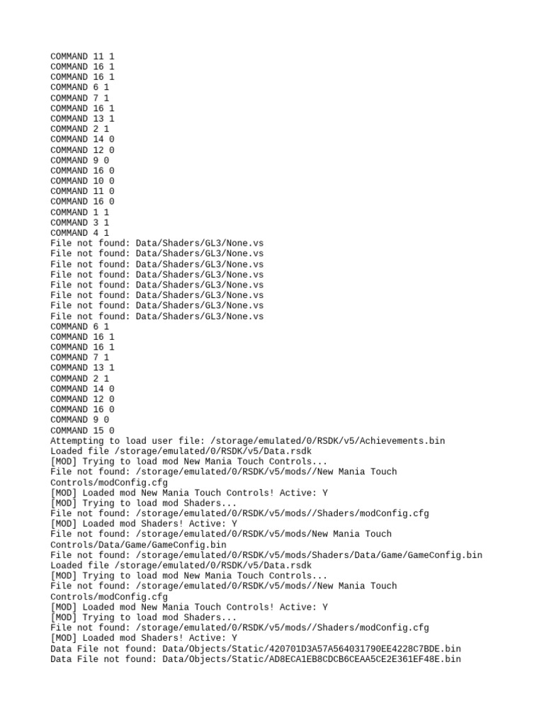 RSDK Mod Loading and File Errors | PDF | Android (Operating System)