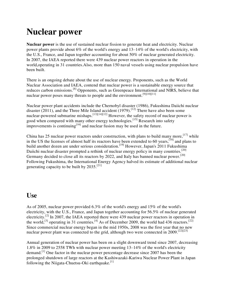 Nuclear Power: Nuclear Power Is The Use of Sustained Nuclear Fission To ...
