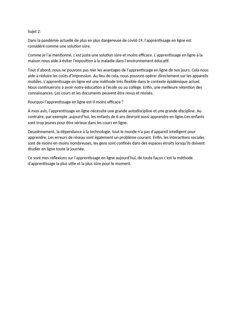 Avantages et limites de l'apprentissage en ligne | PDF
