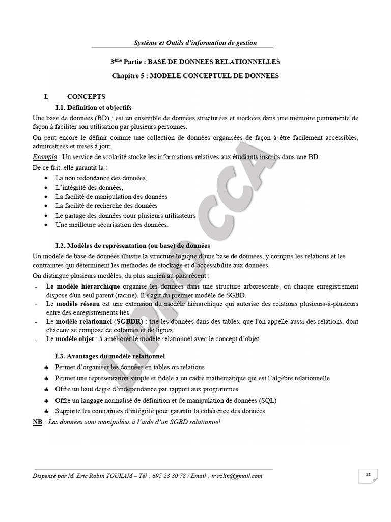 Modèle Conceptuel de Données en MLD | PDF | SQL | Bases de données