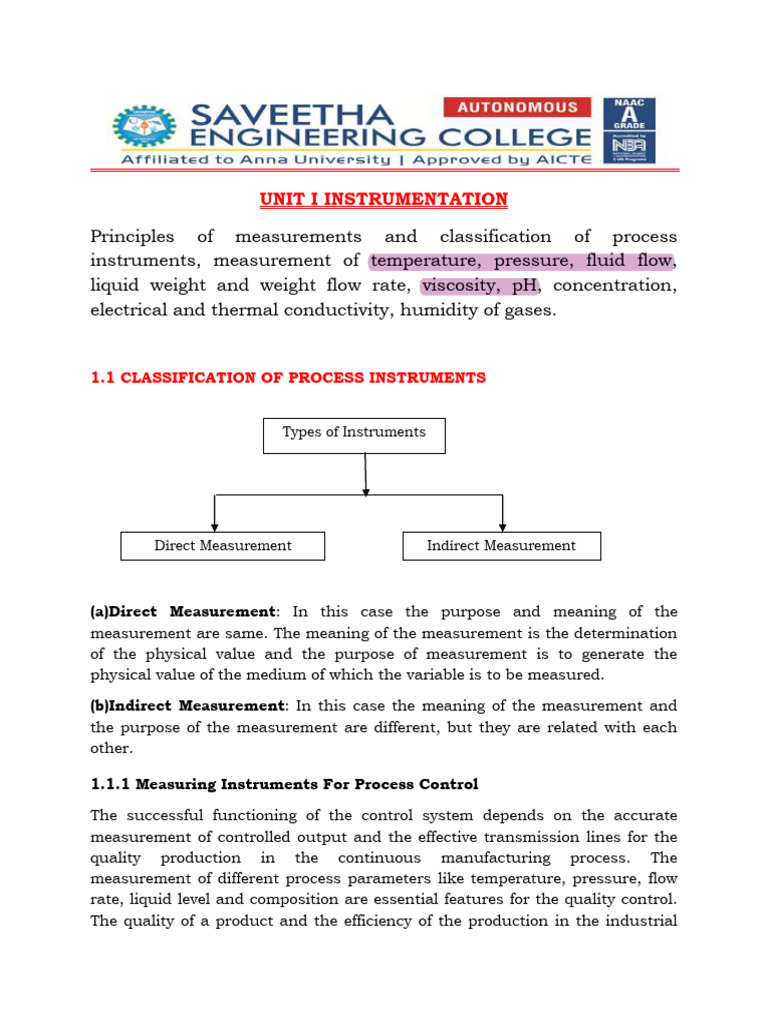 Process Instrumentation Measurement Guide | PDF | Pressure Measurement ...
