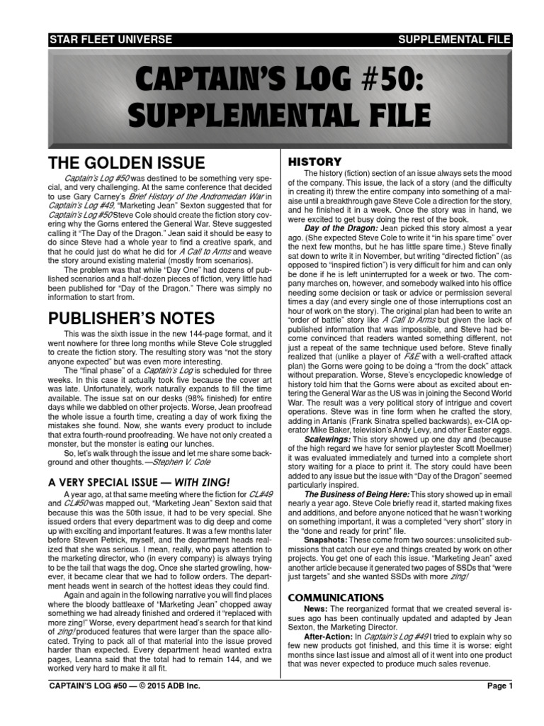 Captain's Log #50: The Golden Issue | PDF