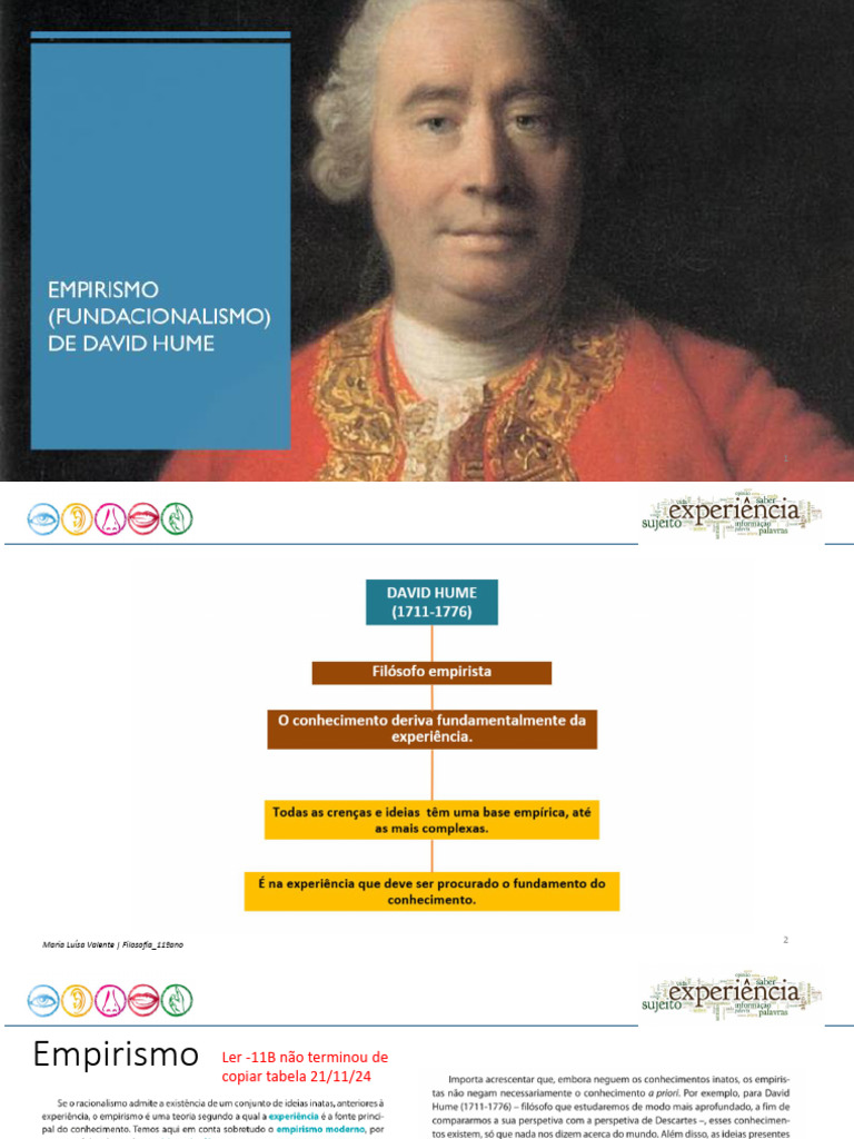 Empirismo (Fundacionalismo) David Hume Class Final | PDF | David Hume ...