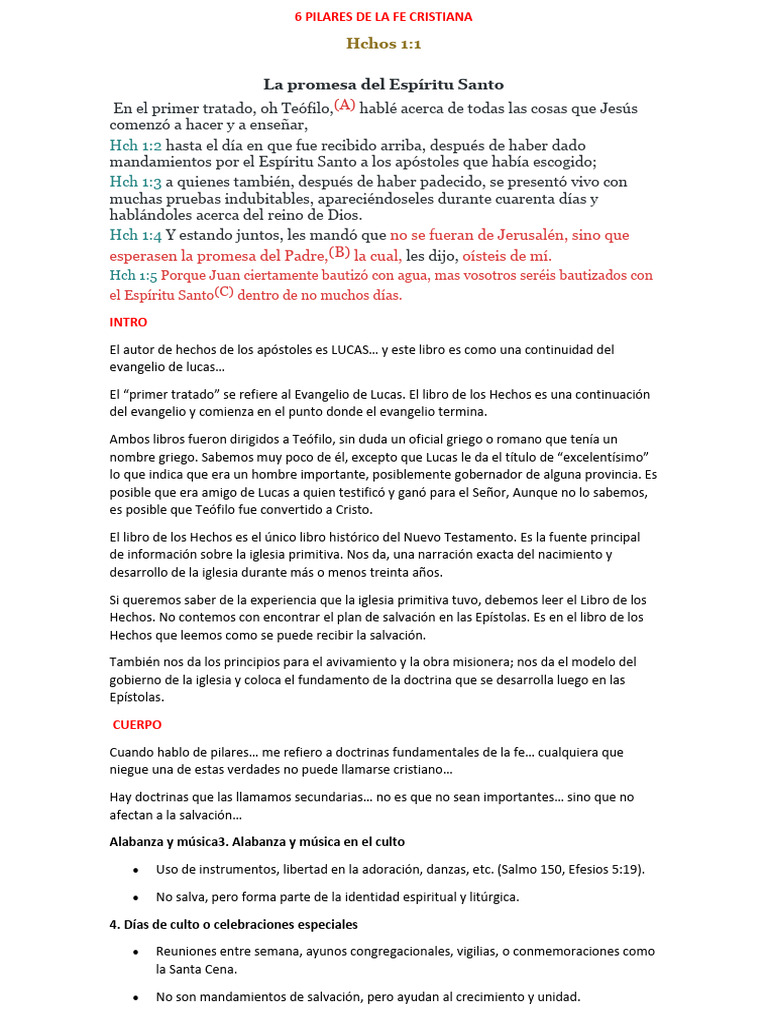 6 Pilares de la Fe Cristiana | PDF | Cristo (título) | Hechos de los ...