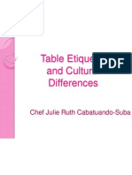 Table Etiquette and Cultural Differences: Chef Julie Ruth Cabatuando-Suba