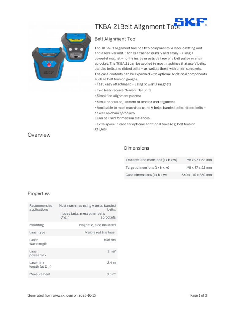 TKBA 21 Belt Alignment Tool Overview | PDF | Belt (Mechanical) | License
