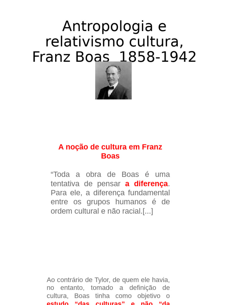 Antropologia e Relativismo Cultura, Franz Boas | PDF | Antropologia ...