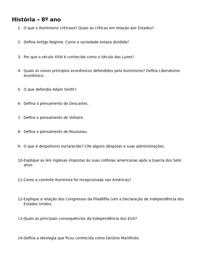 História - 8 Ano | PDF