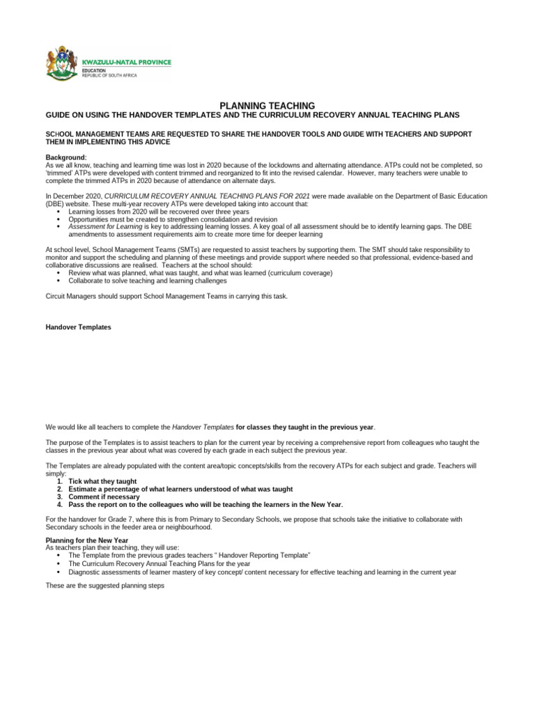Handover Tool for Education Planning | PDF | Procedural Knowledge ...
