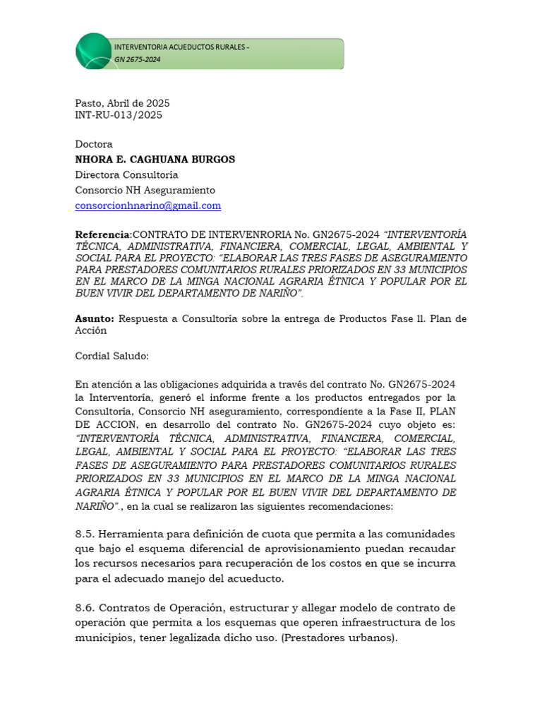 INT-RU-013-2025 Aprobacion de Entrega de Productos Fase Il Plan de ...