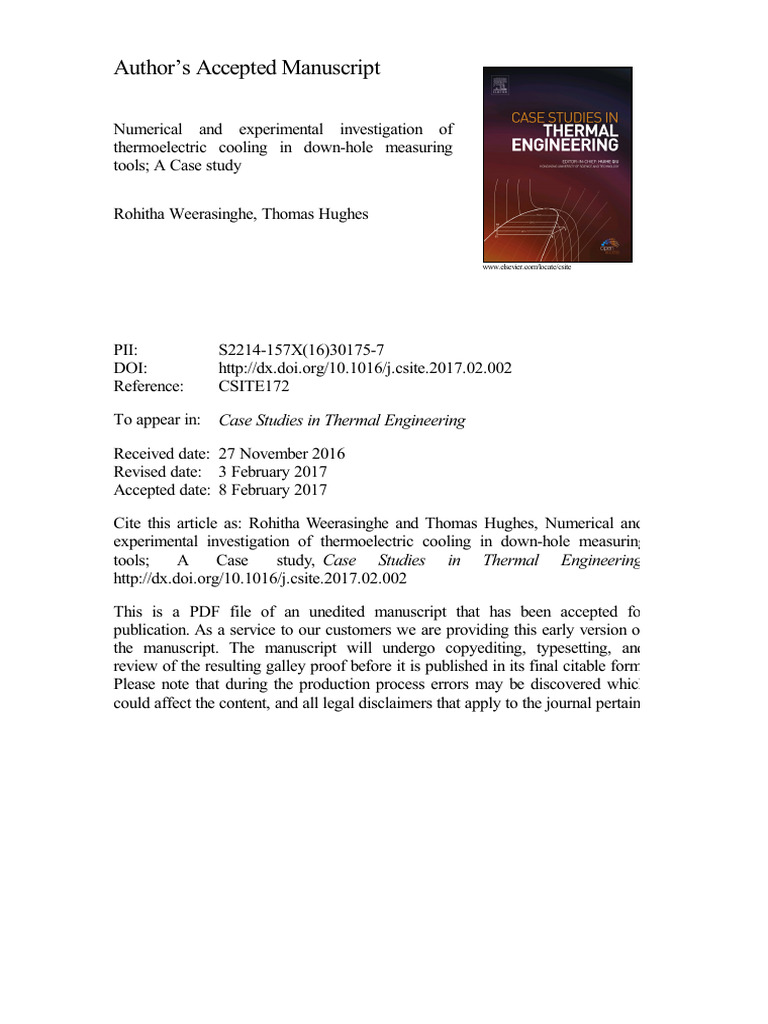 Numerical and Experimental Investigation of Thermoelectric Cooling in ...