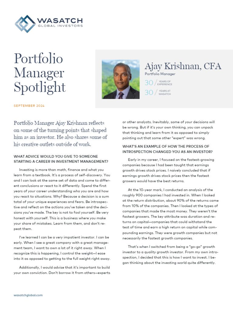 Ajay Krishnan: Insights on Investing | PDF | Investing