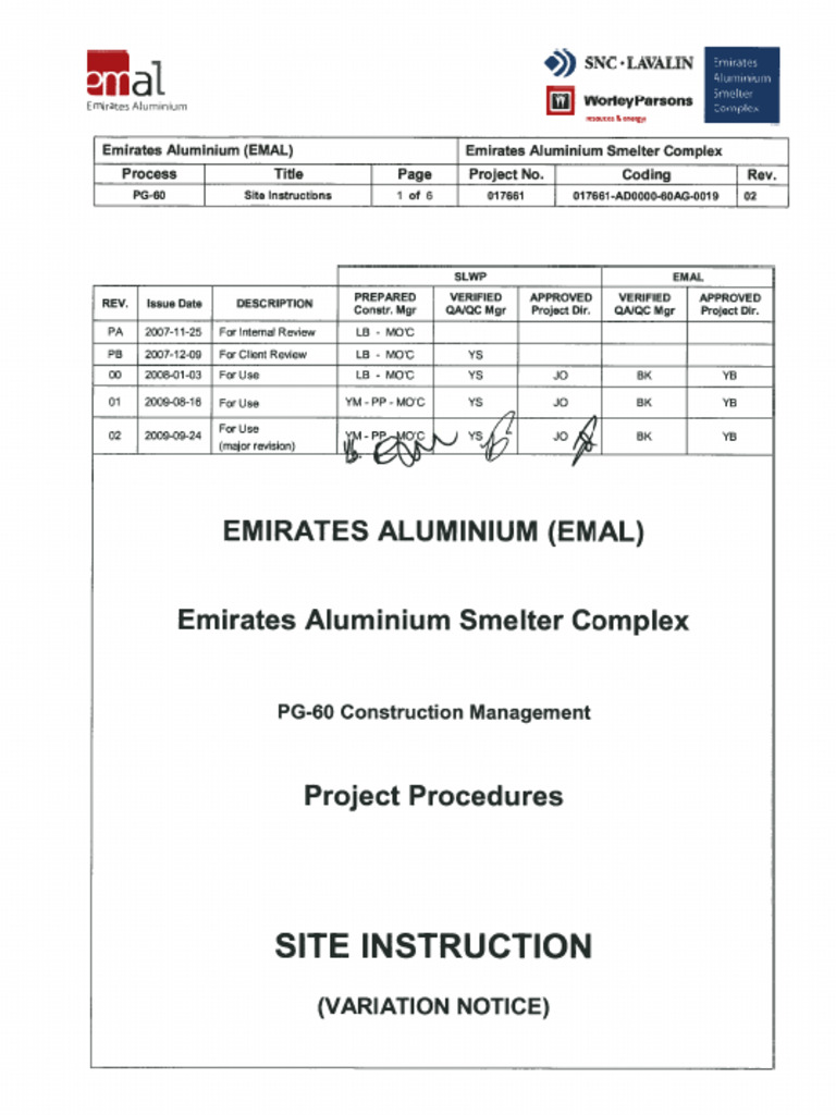 EMAL Variation Notice Management Process | PDF | Business