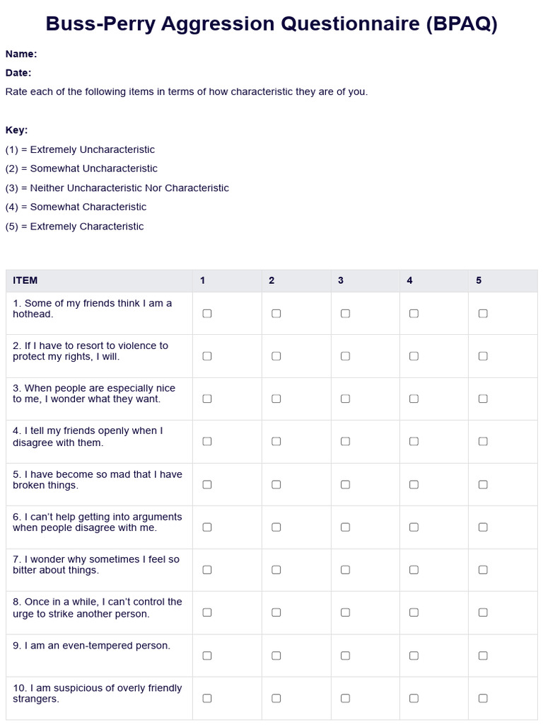 Buss-Perry Aggression Questionnaire | PDF | Aggression | Anger