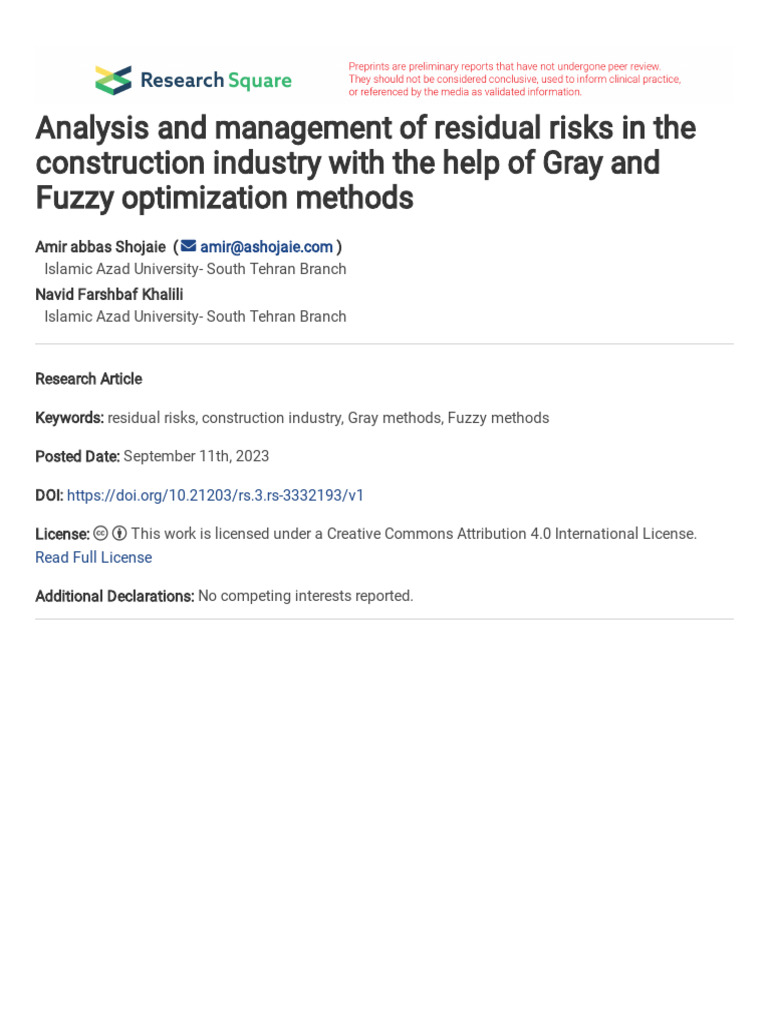 Residual Risk Management in Construction | PDF | Risk | Logic