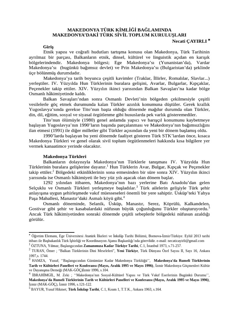 Makedonya Türk STK | PDF