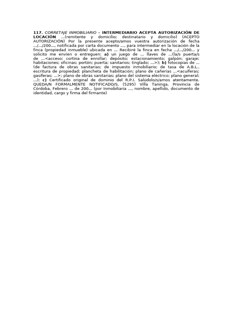 Intermediario Acepta Autorización de Locación | PDF