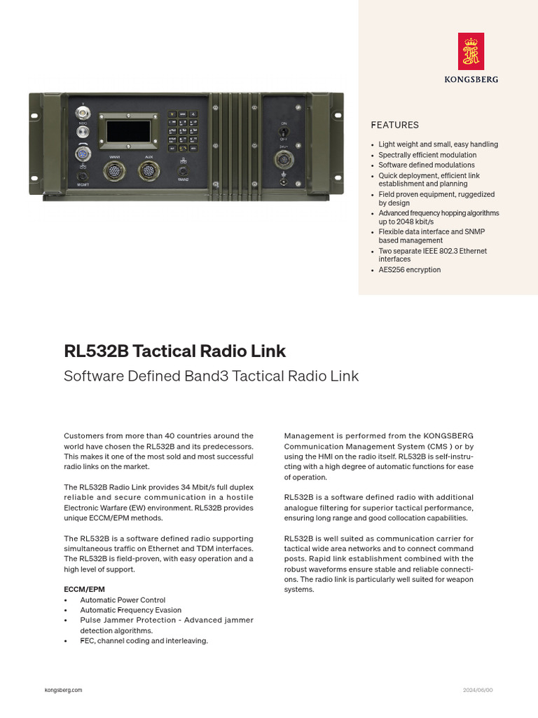 RL532B Tactical Radio Link Overview | PDF | Radio | Modulation