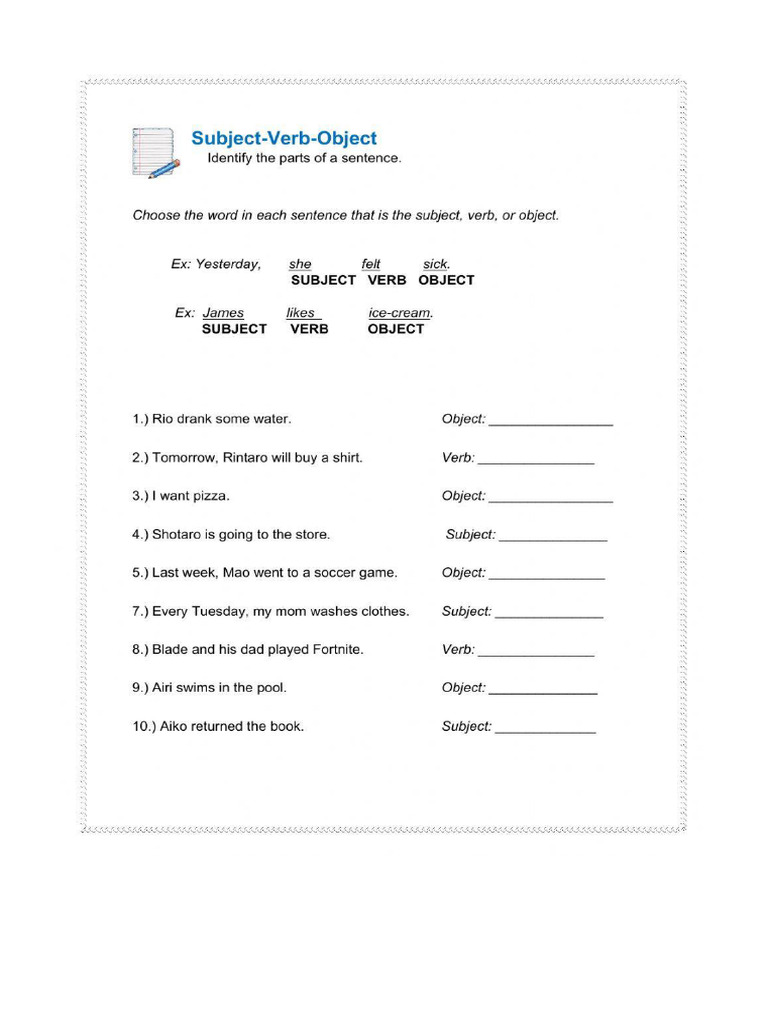 Worksheet - 195252.pdfsubject Object | PDF