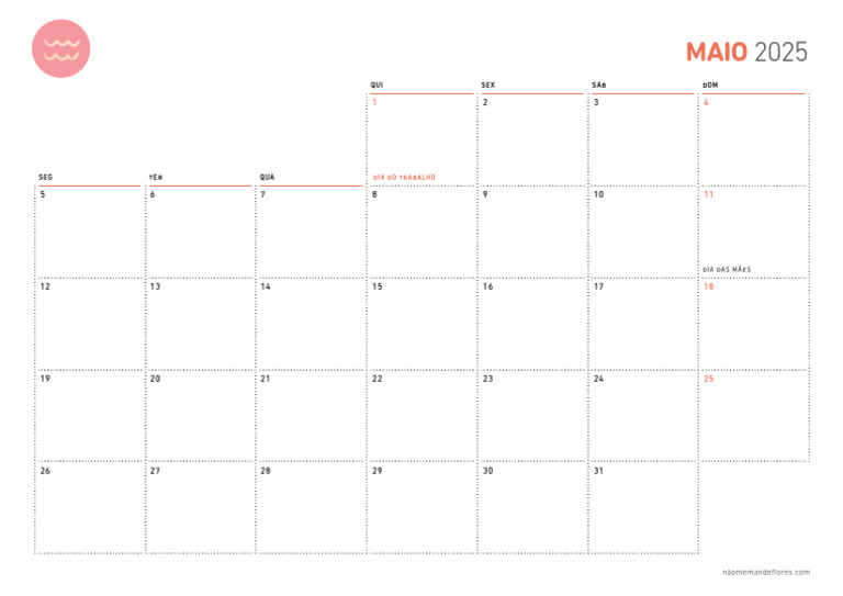 Calendário de Maio 2025 | PDF
