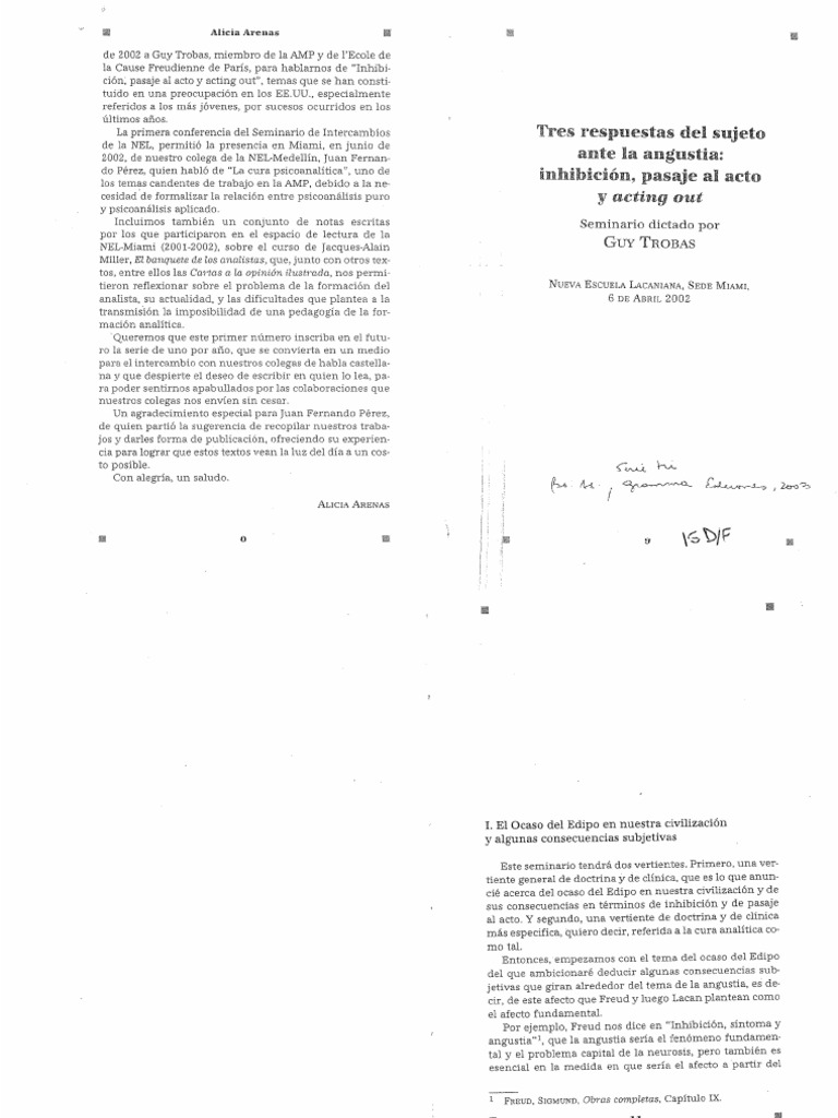 Guy Trobas 3 Rtas Del Sujeto A La Angustia | PDF