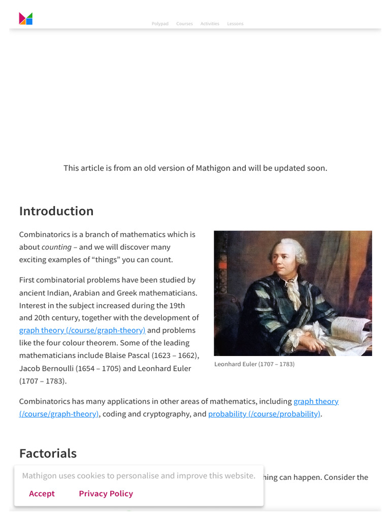 Combinatorics - World of Mathematics - Mathigon | PDF | Combinatorics ...