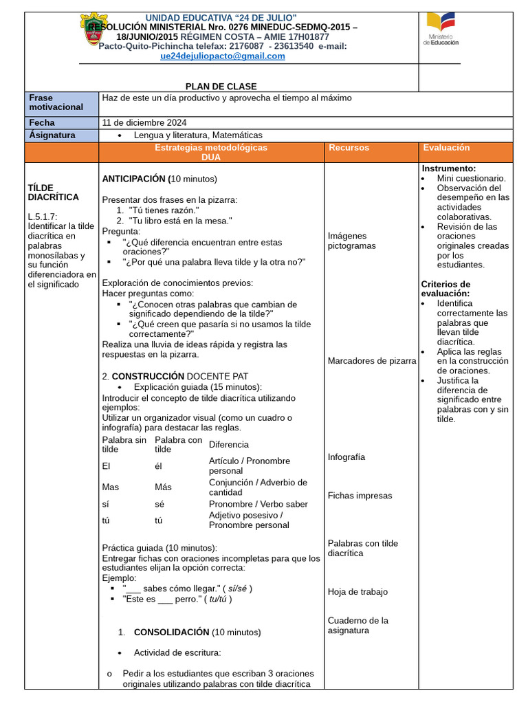 Plan de Clase Pat | PDF | Lingüística