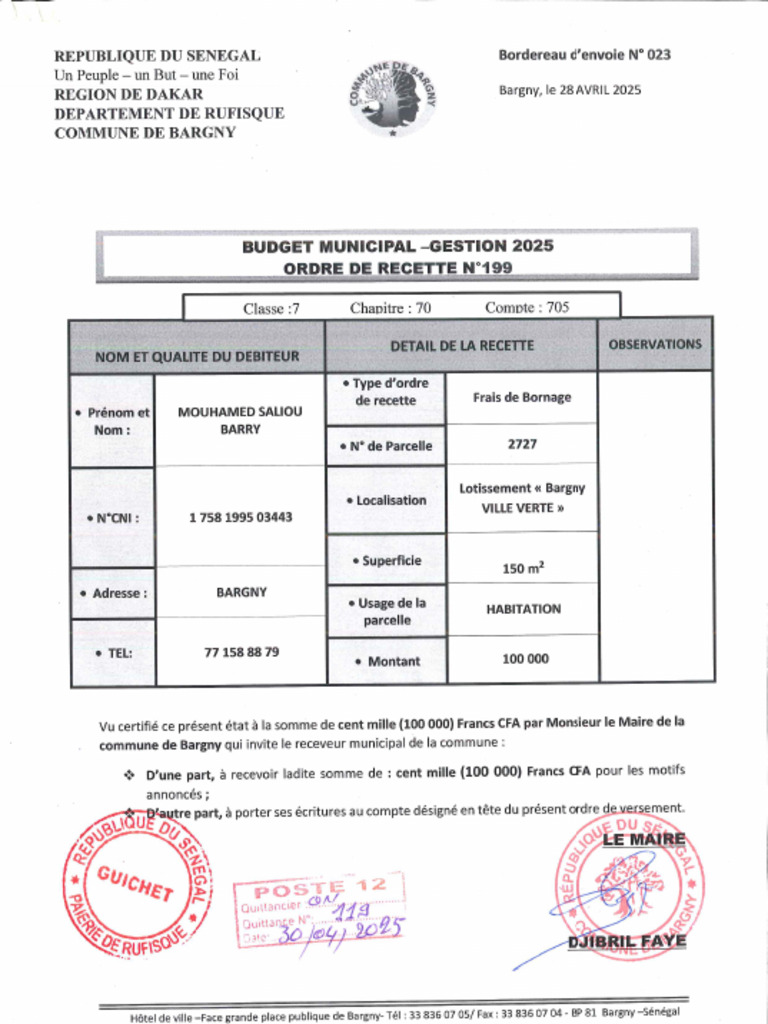 Bordereau | PDF