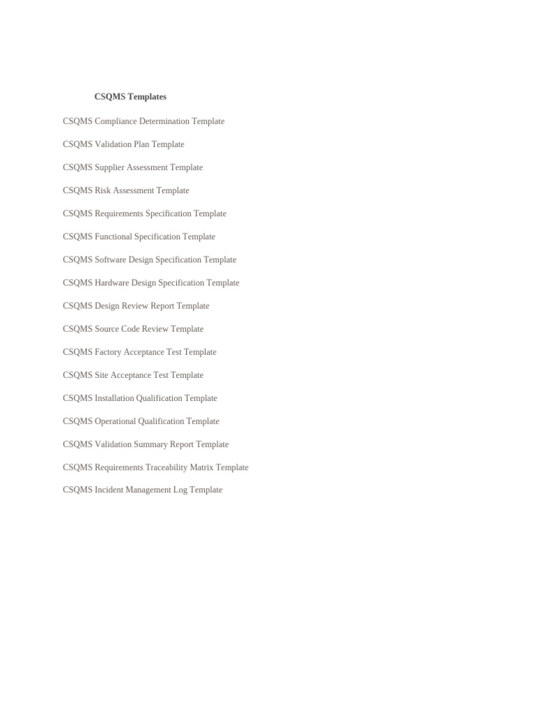 CSQMS Template Collection | PDF
