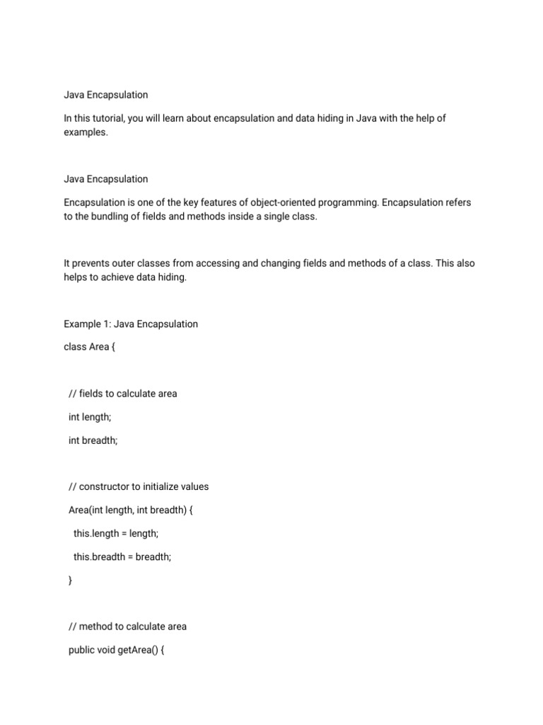 Java Encapsulation and Data Hiding Guide | PDF
