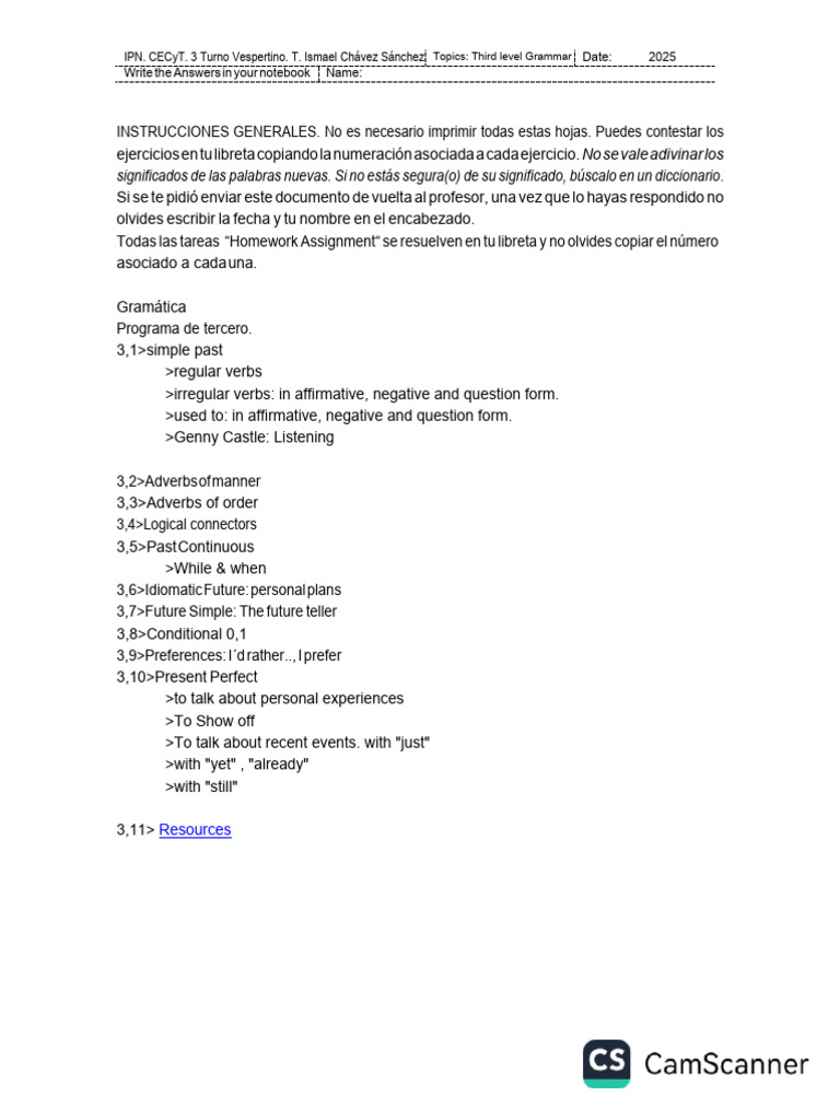 Third Level Grammar Exercises 2025 | PDF | Grammar | Linguistics