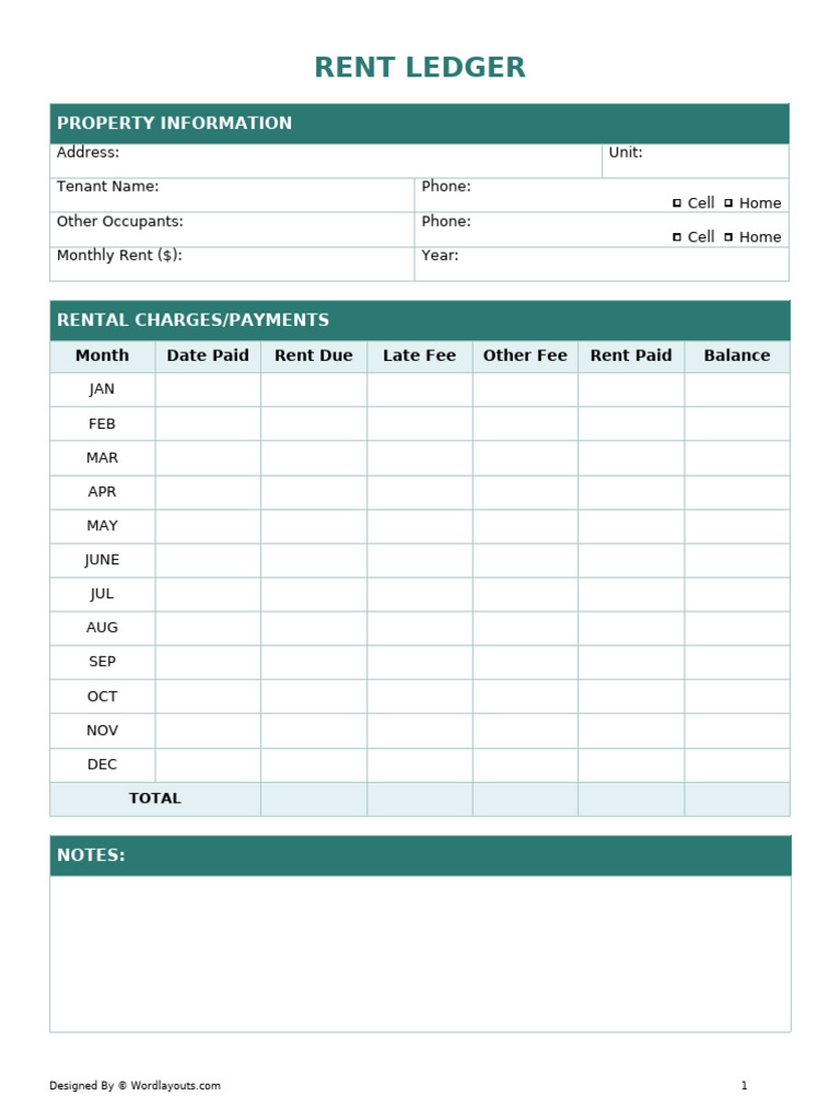 Rent Ledger Template-10-#865d043g8 | PDF