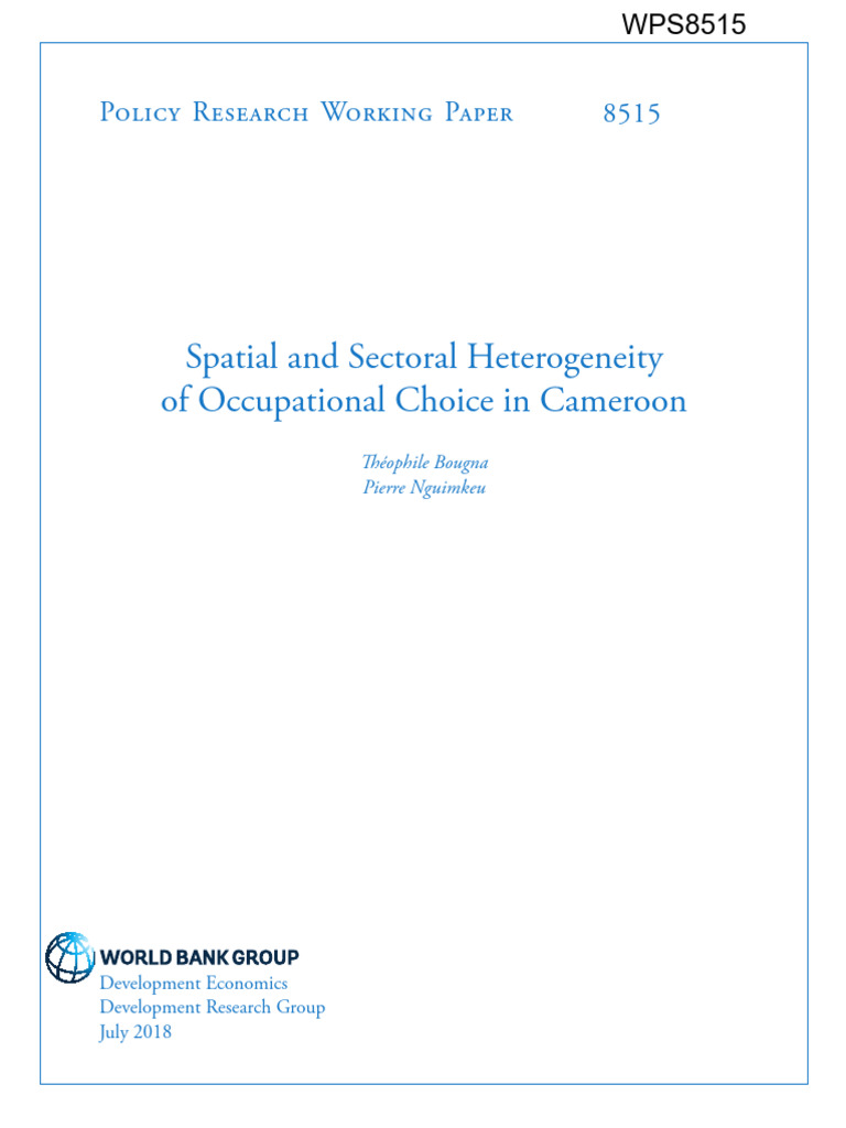 Spatial and Sectoral Heterogeneity of Occupational Choice in Cameroon ...