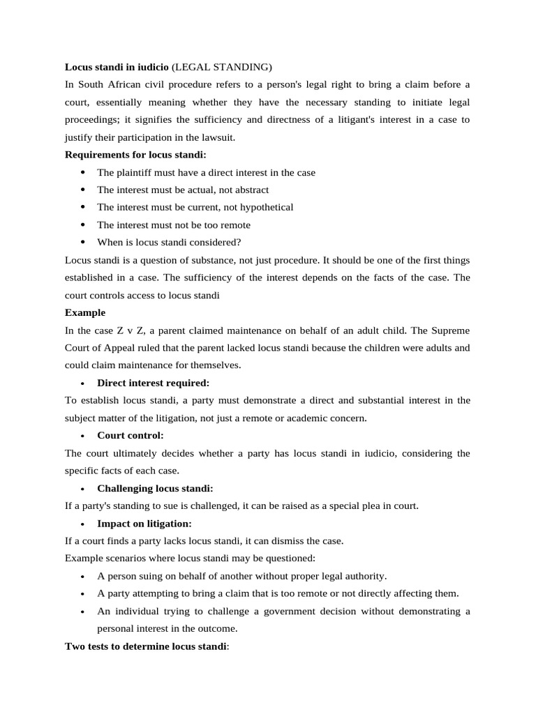 Locus Standi NOTES | PDF | Standing (Law) | Lawsuit