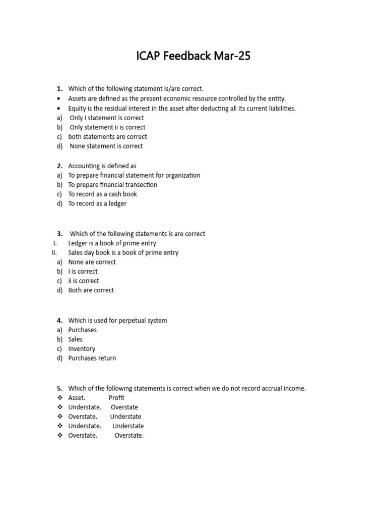 ICAP Feedback Questions and Answers | PDF