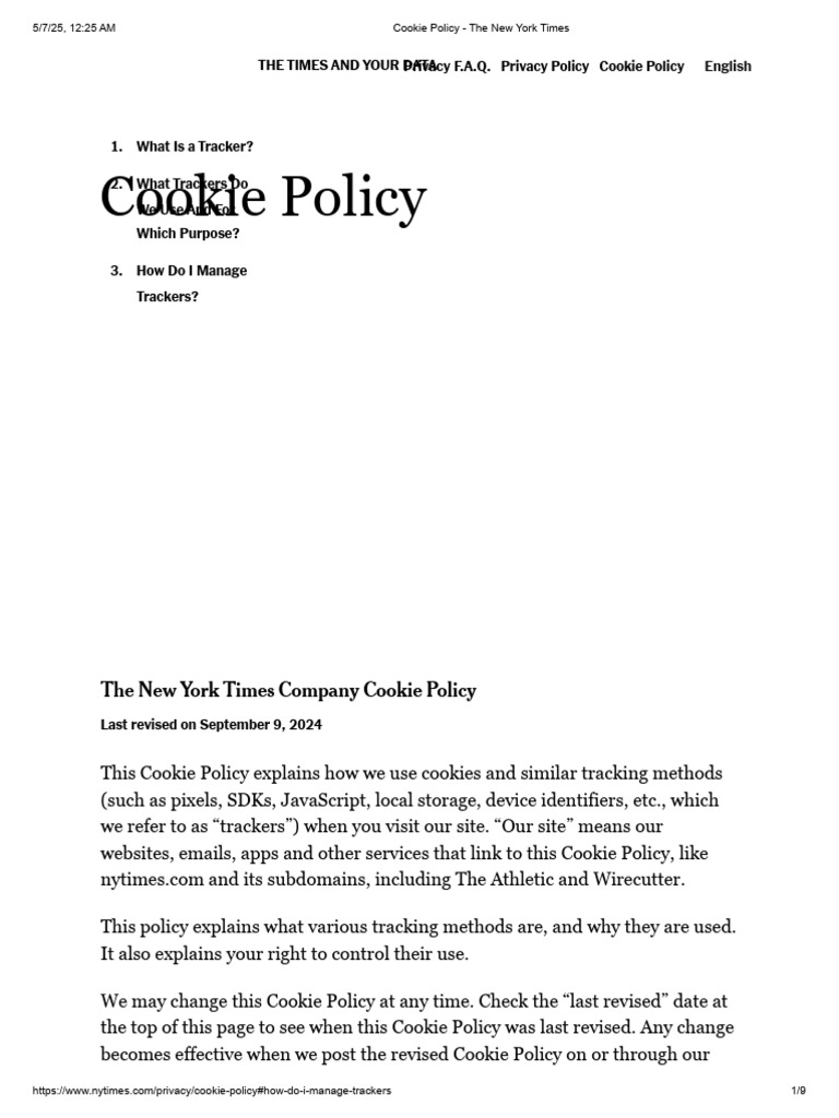 New York Times Cookie Policy Explained | PDF | Http Cookie | Safari ...