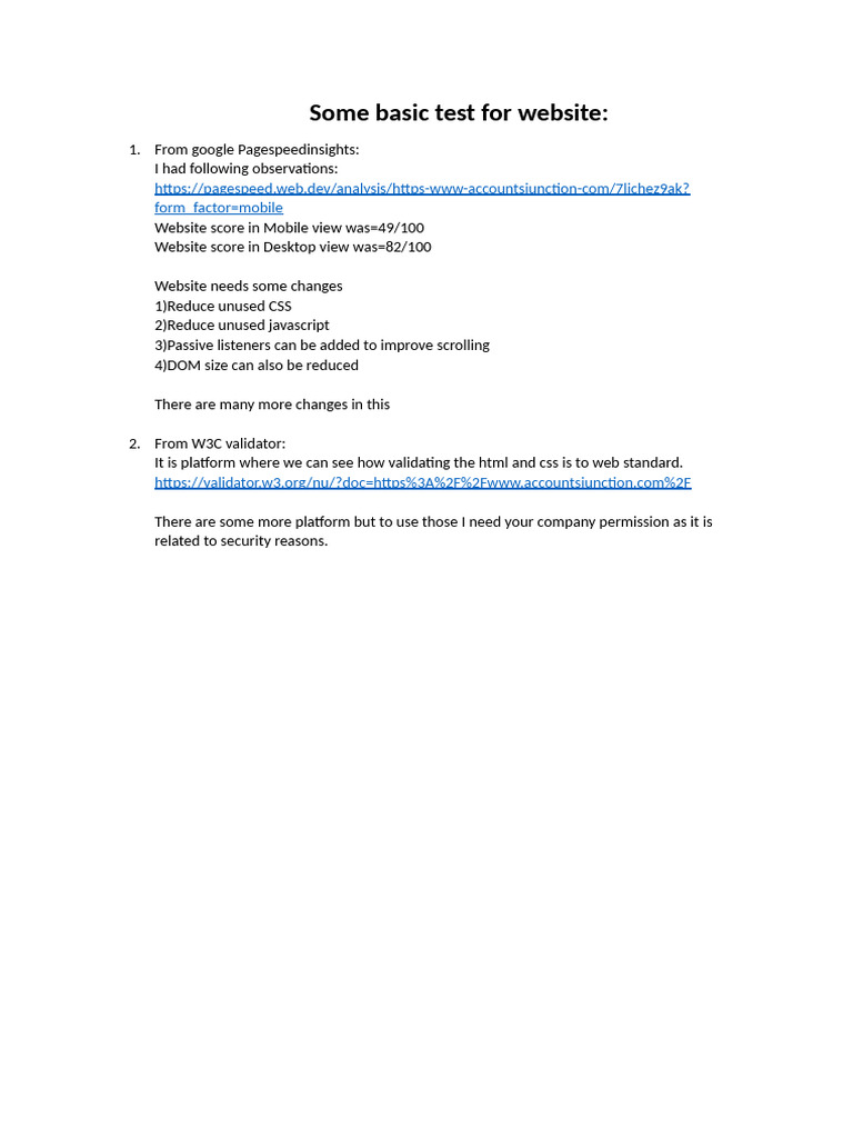 Some Basic Test For Website | PDF